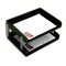 Dacasso Classic Black Leather Double Side-Load Letter Trays with Silver Posts AG-1073 - alternate 3